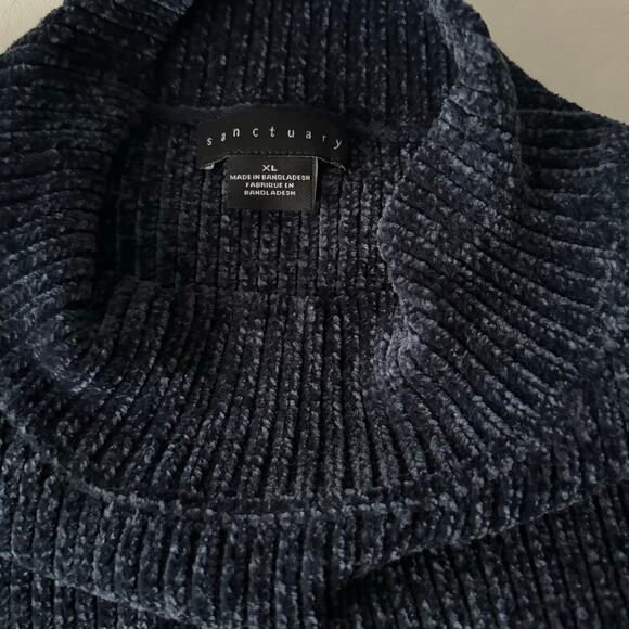 Sanctuary Chenille Mock Neck Sweater in NAvy Size XL - Picture 4 of 7